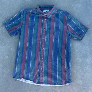 urban outfitters vertical striped short sleeve shirt tee button up down polo uo